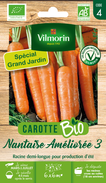 Potagères - Carotte Nantaise Améliorée 3 - BIO - Grand Modèle - face recto